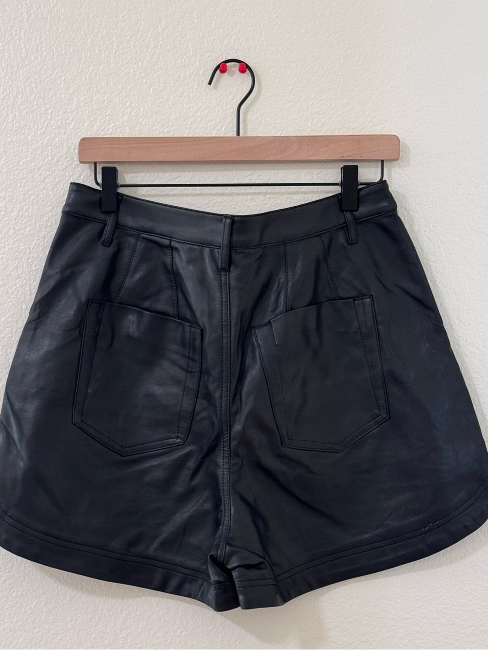 Free People Black High-Waist Leather Shorts - Picture 3 of 5